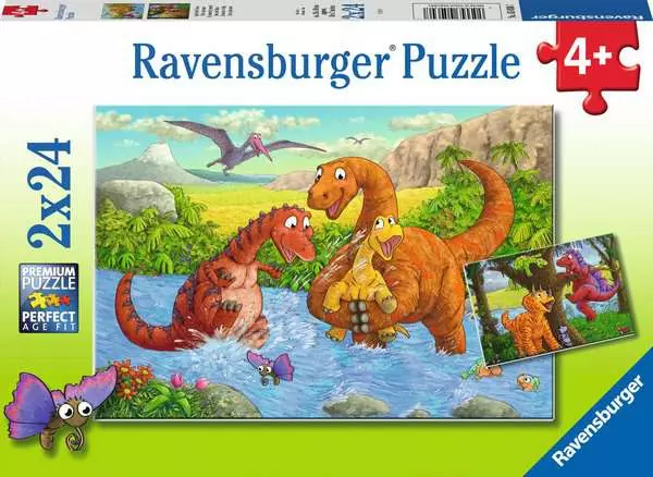 Kinderpuzzle ab 4 Jahren - Spielende Dinos - 24 Teile