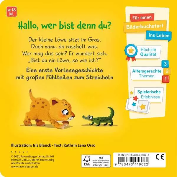 Mein erstes Vorlese-Fühlbuch - Bist du ein Löwe?