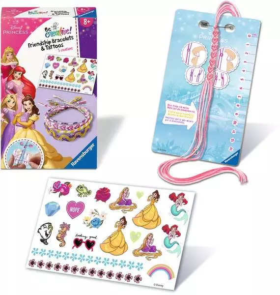 BeCreative Mini Disney Prinzessinnen - Bastelset Freundschaftsbändchen & Tattoos - Bastelset für Kinder ab 8 Jahren