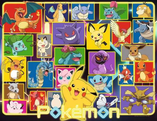 Puzzle 2000 Teile - Leuchtende Pokémon
