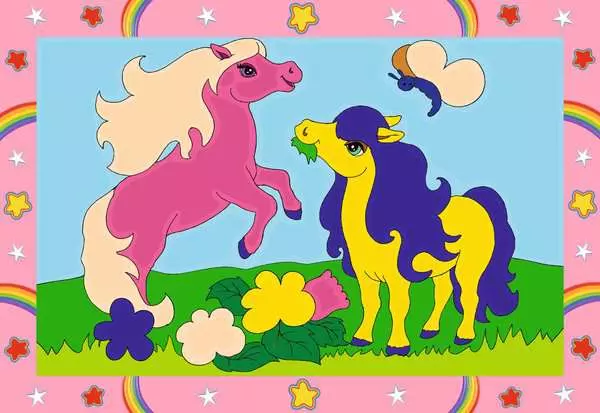 CreArt Süße Ponys - Malen nach Zahlen für Kinder ab 5 Jahren