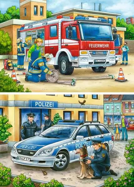 Kinderpuzzle ab 3 Jahren - Polizei und Feuerwehr - 12 Teile