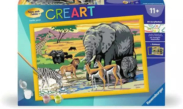 CreArt Tiere in Afrika - Malen nach Zahlen für Kinder ab 11 Jahren