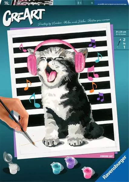 CreArt Singende Katze - Malen nach Zahlen für Erwachsene