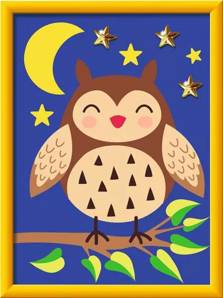 CreArt Niedliche Eule - Malen nach Zahlen für Kinder ab 7 Jahren