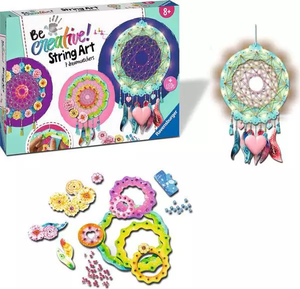 BeCreative Maxi - String Art Traumfänger - Bastelset für Kinder ab 8 Jahren