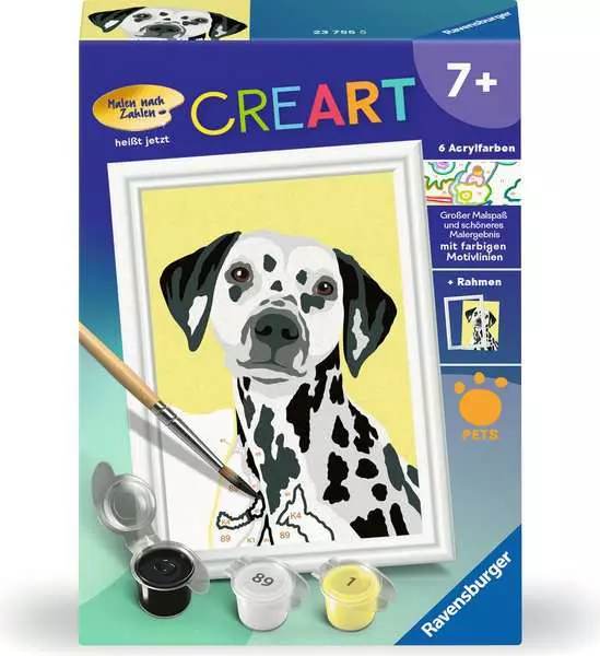 CreArt Niedlicher Hund - Malen nach Zahlen für Kinder ab 7 Jahren