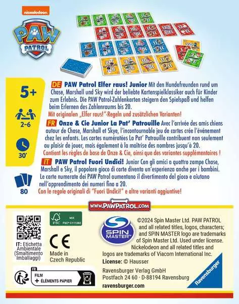 Paw Patrol: Elfer raus! Junior - Kartenspiel ab 5 Jahren
