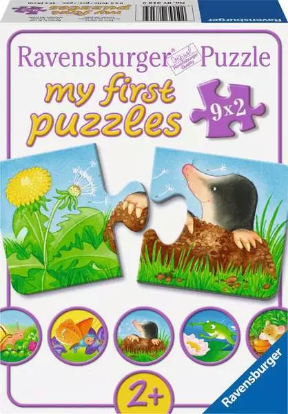 Kinderpuzzle ab 2 Jahren - Tiere im Garten - 2 Teile