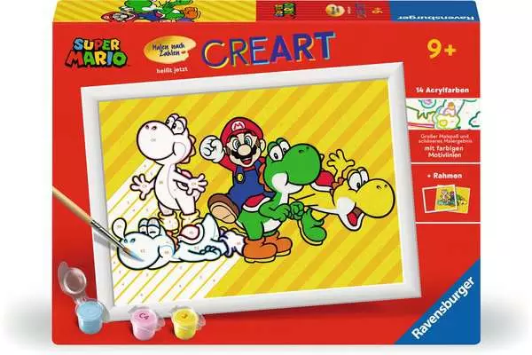 CreArt Super Mario - Malen nach Zahlen für Kinder ab 9 Jahren