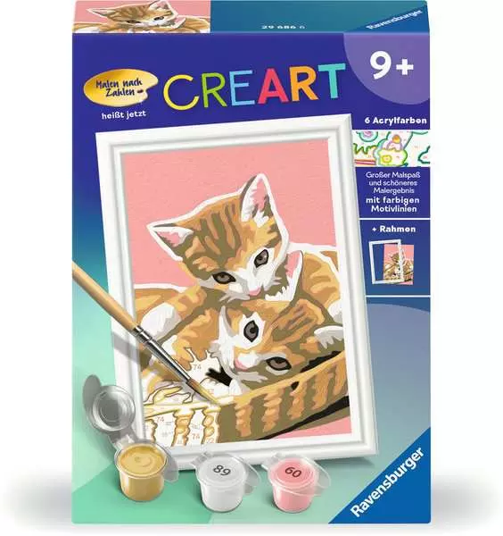 CreArt Katzenbabys - Malen nach Zahlen für Kinder ab 9 Jahren