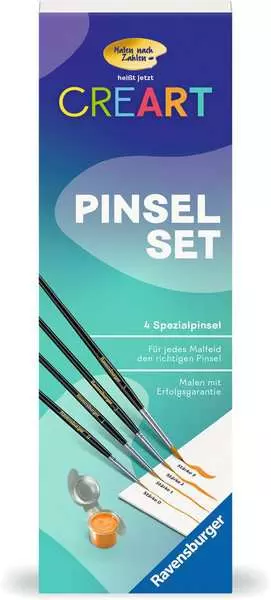 CreArt Pinselset in Blechdose - Malen nach Zahlen für Kinder ab 7 Jahren