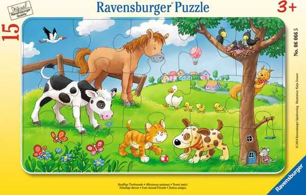 Kinderpuzzle ab 3 Jahren - Knuffige Tierfreunde - 15 Teile