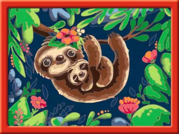 CreArt Niedliche Faultiere - Malen nach Zahlen für Kinder ab 9 Jahren