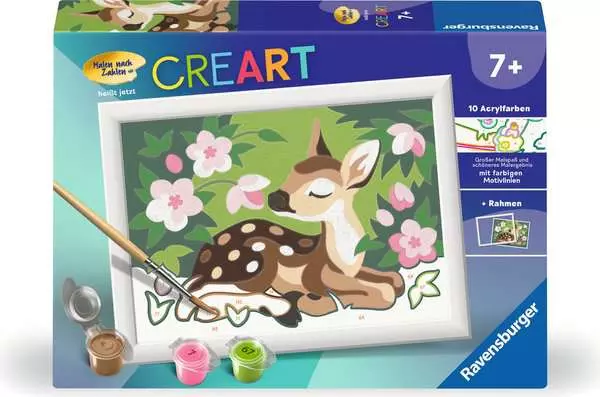 CreArt Kleines Reh - Malen nach Zahlen für Kinder ab 7 Jahren