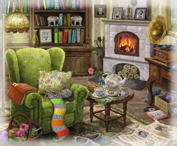 Puzzle 99 Teile - Im Gutshaus Wohnzimmer