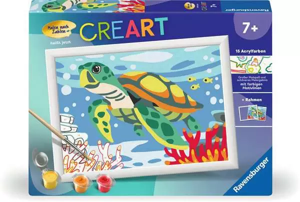 CreArt Meeresschildöte - Malen nach Zahlen für Kinder ab 7 Jahren