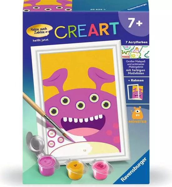 CreArt Lila Monster - Malen nach Zahlen für Kinder ab 7 Jahren