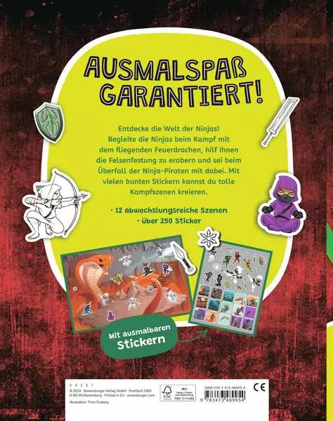Mein Ausmalstickerbuch - Ninjas