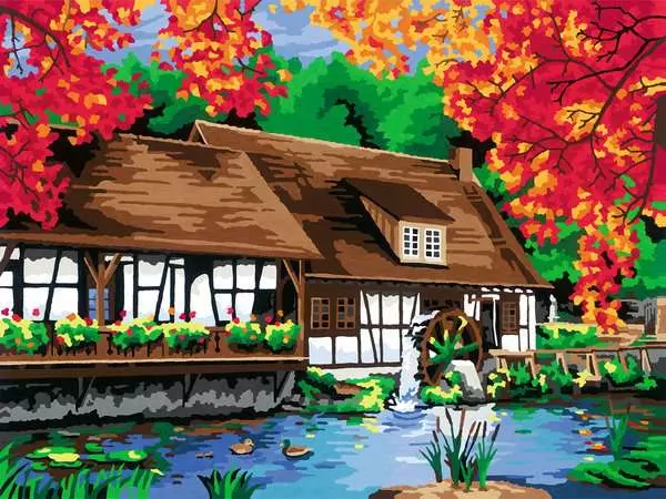 CreArt Mühle am Blautopf - Malen nach Zahlen für Erwachsene