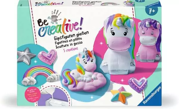 BeCreative Midi - Bastelset DIY Gipsfiguren gießen Einhorn - Bastelset für Kinder ab 7 Jahren