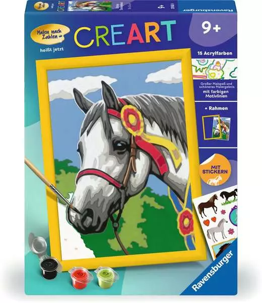 CreArt Stolzes Turnierpferd - Malen nach Zahlen für Kinder ab 9 Jahren