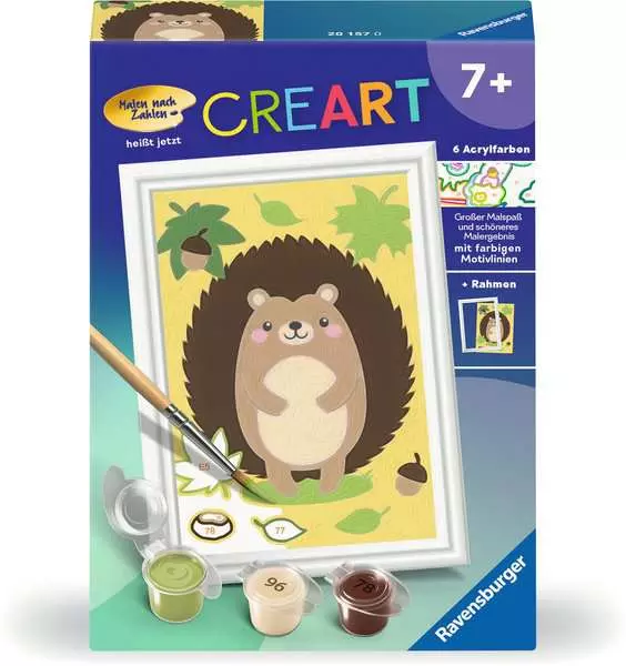 CreArt Kleiner Igel - Malen nach Zahlen für Kinder ab 7 Jahren