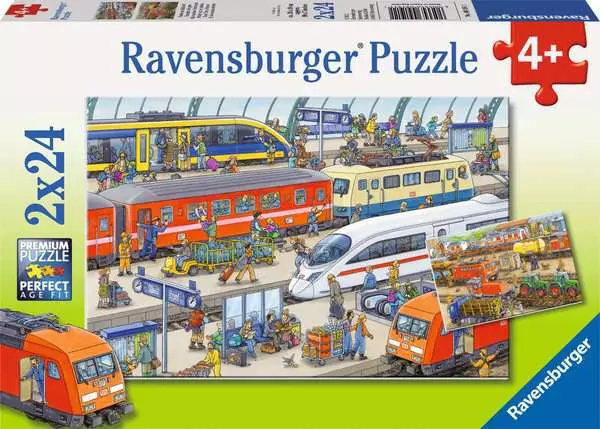 Kinderpuzzle ab 4 Jahren - Trubel am Bahnhof - 24 Teile