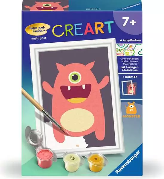 CreArt Rotes Monster - Malen nach Zahlen für Kinder ab 7 Jahren