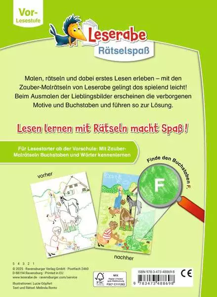 Leserabe Rätselspaß - Zauber-Malrätsel zum Lesenlernen: Bauernhof (Vor-Lesestufe)