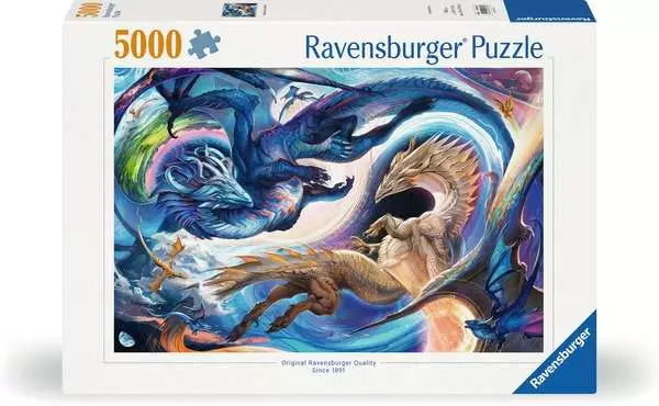 Puzzle 5000 Teile - Gigantisches Drachenfest zur Tages- und Nachtstunde