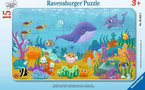 Kinderpuzzle ab 3 Jahren - Tierkinder unter Wasser - 15 Teile