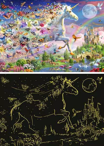 Kinderpuzzle ab 8 Jahren - Leuchtendes Schmetterlingseinhorn - 200 Teile