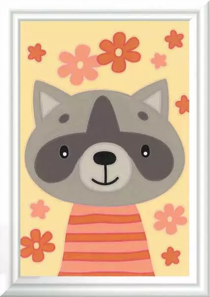 CreArt Lieber Waschbär - Malen nach Zahlen für Kinder ab 7 Jahren