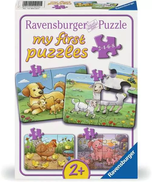Kinderpuzzle ab 2 Jahren - Kleine Bauernhoftiere - 2 + 4 + 6 + 8 Teile