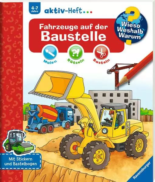 Ravensburger Wieso? Weshalb? Warum? aktiv-Heft - Fahrzeuge auf der Baustelle