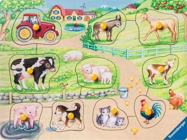 Kinderpuzzle ab 2 Jahren - Morgens auf dem Bauernhof - 10 Teile