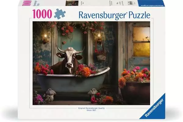 Puzzle 1000 Teile - Die Kuh in der Badewanne