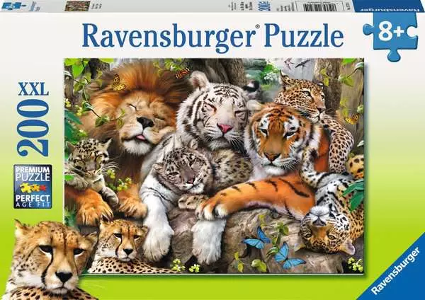 Kinderpuzzle ab 8 Jahren - Schmusende Raubkatzen - 200 Teile