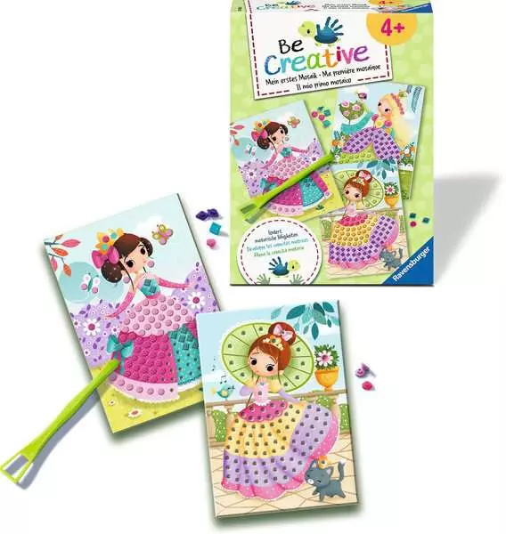 BeCreative Midi - Bastelset DIY Mosaik Prinzessinnen - Bastelset für Kinder ab 4 Jahren