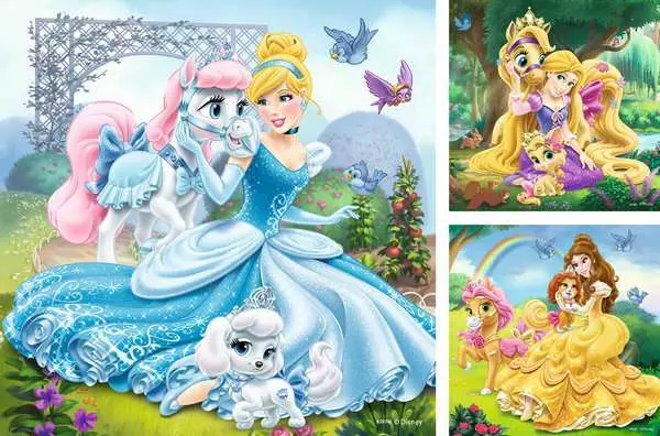 Kinderpuzzle ab 5 Jahren - Palace Pets - Belle. Cinderella und Rapunzel - 49 Teile
