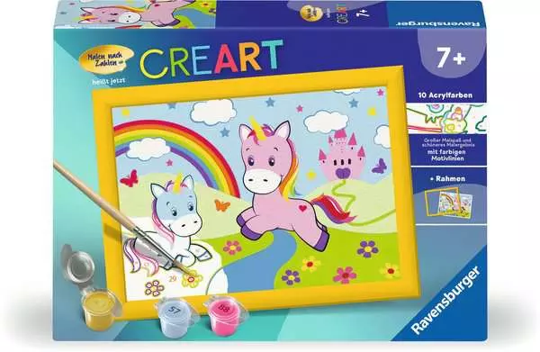 CreArt Traumhafte Einhornwelt - Malen nach Zahlen für Kinder ab 7 Jahren