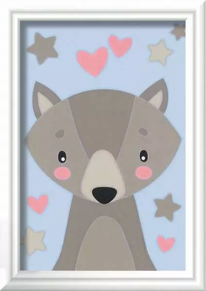 CreArt Kleiner Wolf - Malen nach Zahlen für Kinder ab 7 Jahren