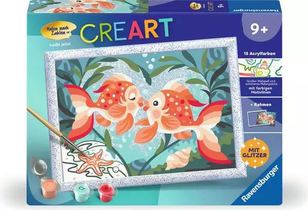 CreArt Verliebte Fische - Malen nach Zahlen für Kinder ab 9 Jahren