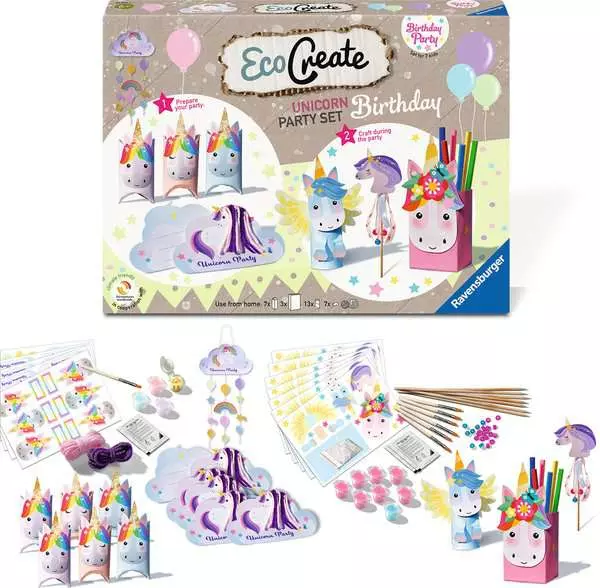 EcoCreate Maxi - Feiere deinen Einhorn-Geburtstag - Bastelset für Kinder ab 6 Jahren