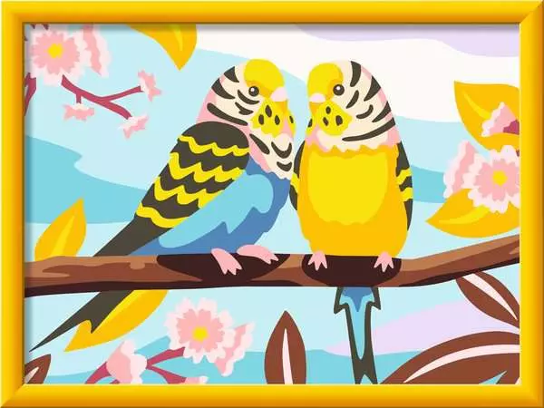 CreArt Bunte Wellensittiche - Malen nach Zahlen für Kinder ab 9 Jahren