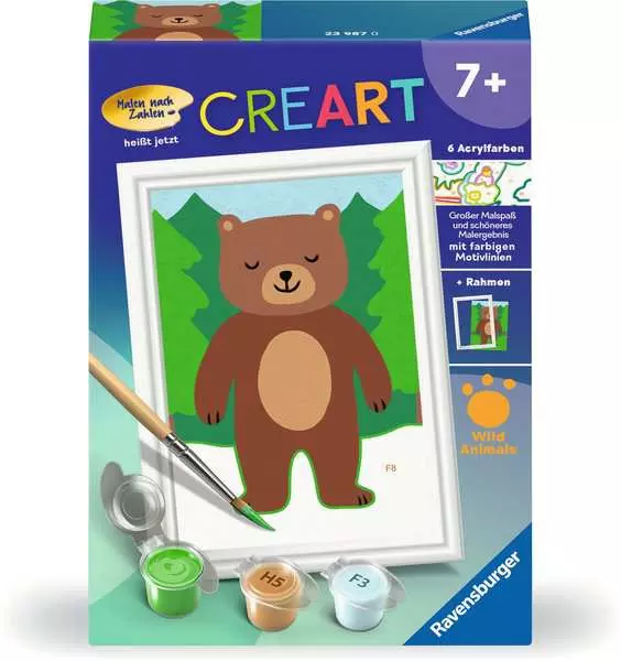 CreArt Kleiner Bär - Malen nach Zahlen für Kinder ab 7 Jahren