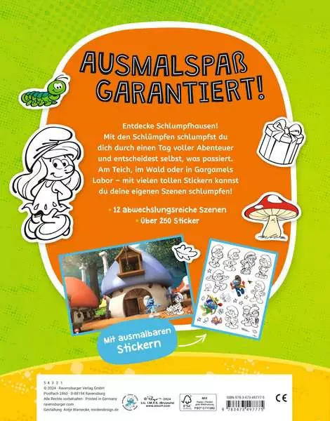 Mein Ausmalstickerbuch: Die Schlümpfe