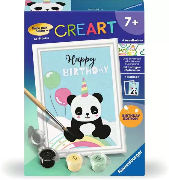 CreArt Happy Birthday - Malen nach Zahlen für Kinder ab 7 Jahren