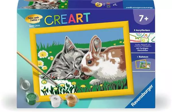 CreArt Kätzchen und Häschen - Malen nach Zahlen für Kinder ab 7 Jahren